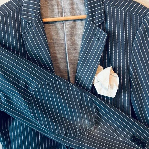JACHS Two-Button Half-Lined Pinstripe Sportscoat
